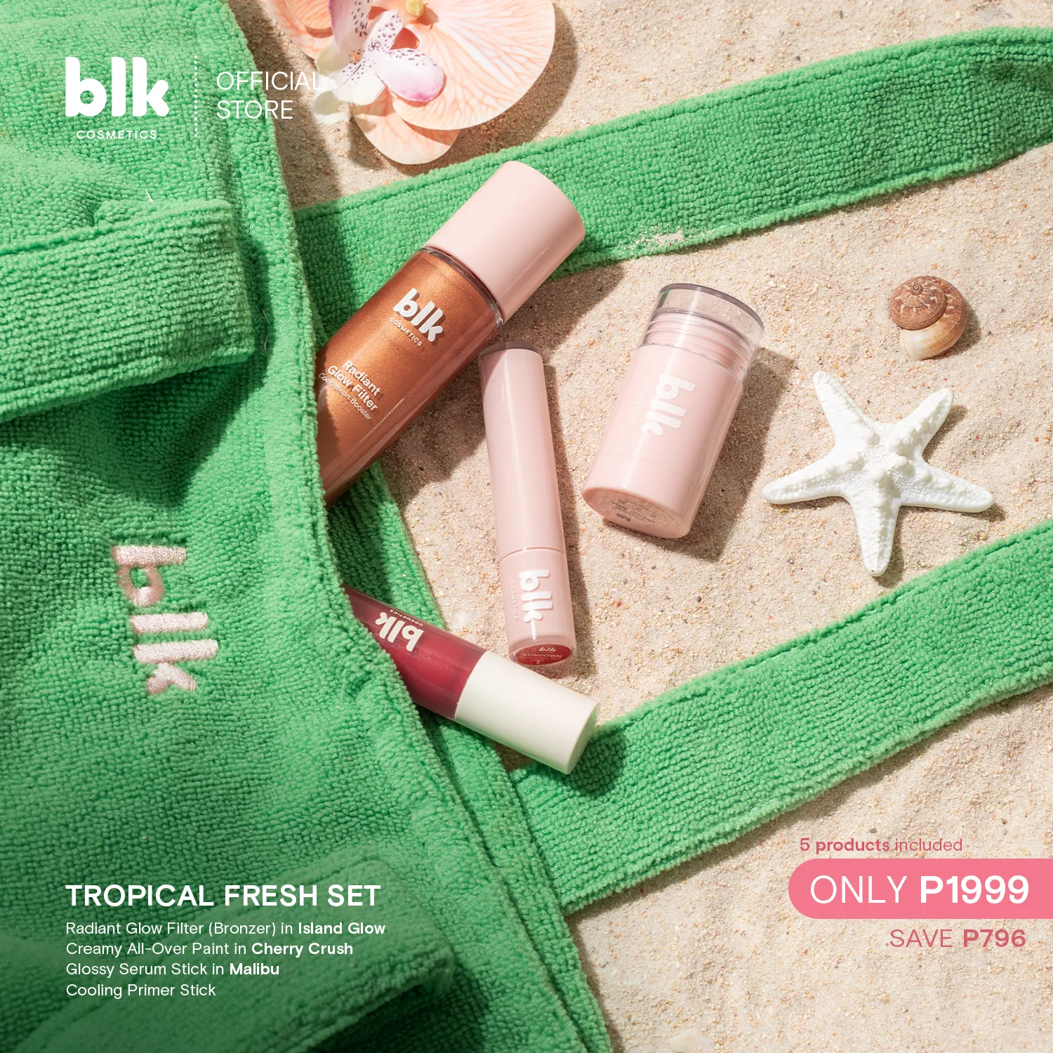blk cosmetics fresh full set tote