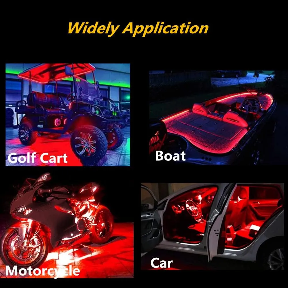 Boat Led Strip Lights, 4 Pcs 24'' Marine Boat Interior Courtesy Deck Navigation Lights, Super Bright Waterproof Marine Led Lights Strip for 12V Pontoon Fishing Boat Yacht Kayak Sailboat (Red)