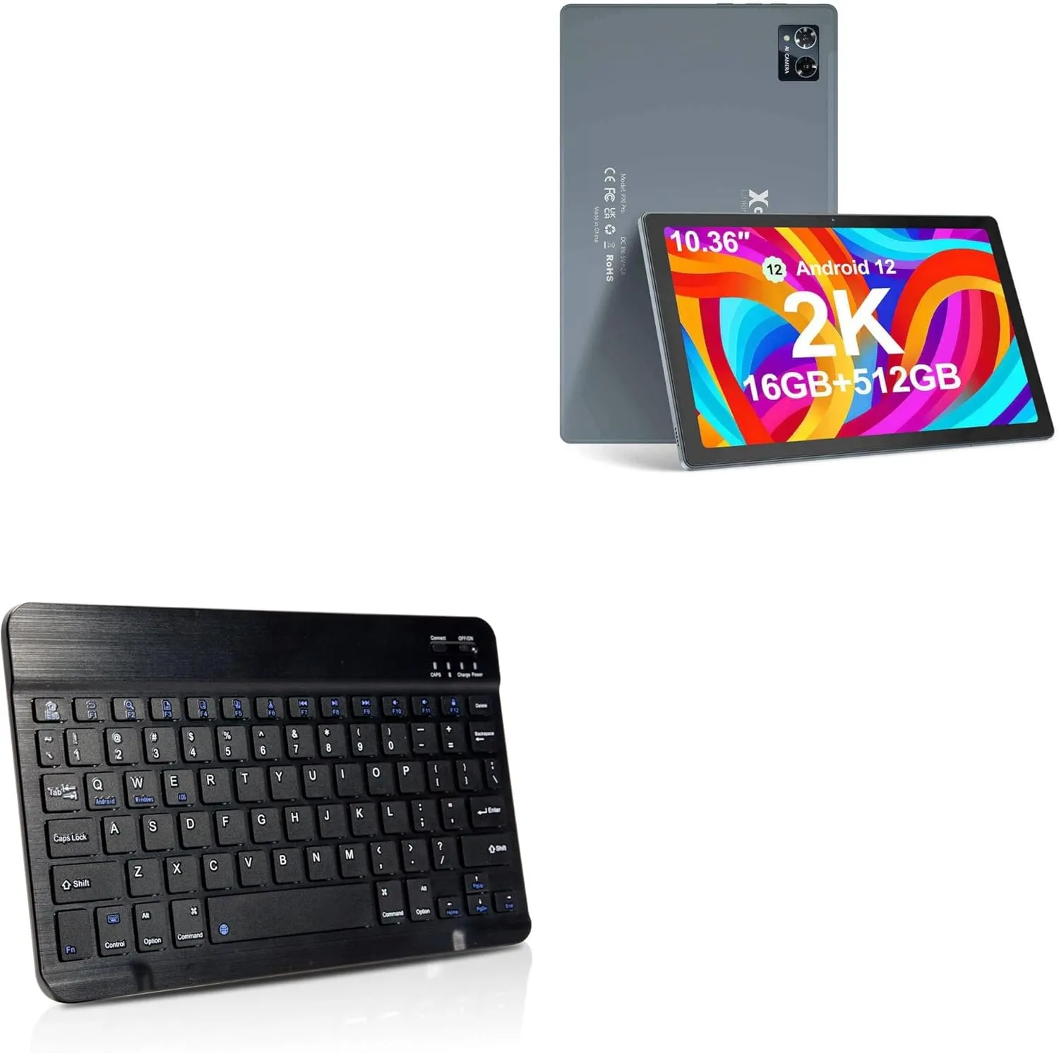 BoxWave Keyboard Compatible with Xgody P70 Pro (10.36 in) - SlimKeys Bluetooth Keyboard, Portable Thin with Chiclet-Style Keys - Jet Black