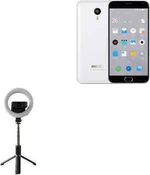 BoxWave Stand and Mount Compatible with Meizu M2 Note - RingLight SelfiePod, Selfie Stick Extendable Arm with Ring Light - Jet Black