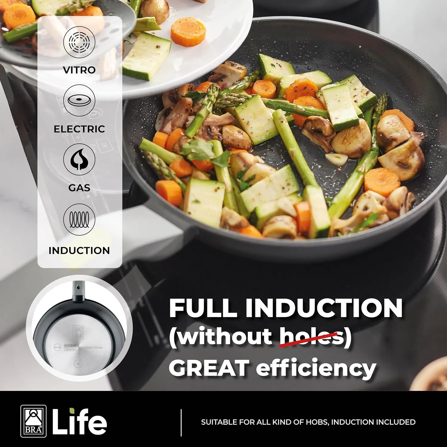 BRA COOKWARE Life 10 Piece Cookware Set | Recycled Cast Aluminum Kitchenware Set | 2 Pots, 1 Sauté Pan, 2 Pans, 1 Saucepan, 4 Lids | Ceramic Non-Stick Coating | All Stovetos | PFOA Free