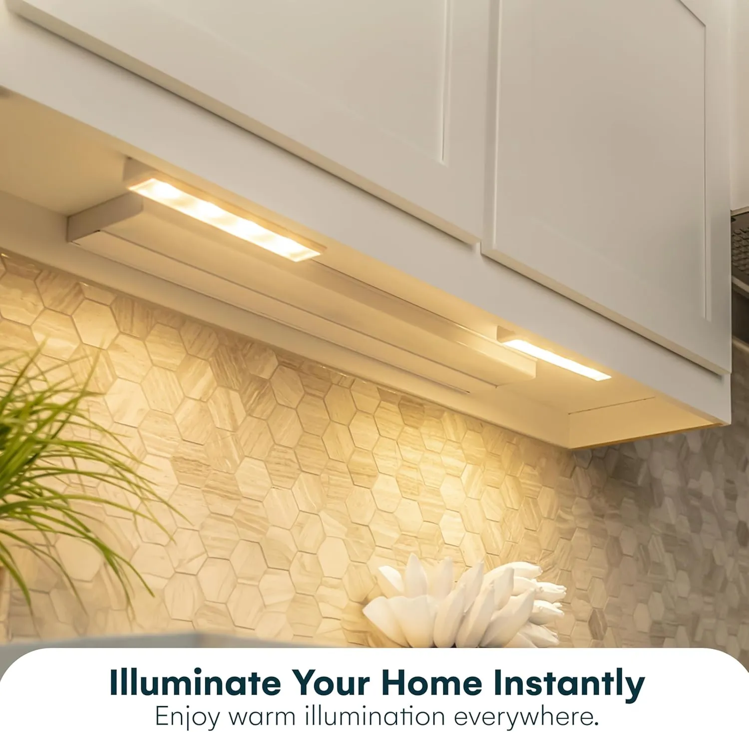 Brilliant Evolution 0.6" Ultra-Thin Wireless Under Cabinet Lights - 4 Pack, Battery-Operated LED Fixtures with 2 Remotes 3000K Warm White Stick-On Lighting, Timer Included for Kitchen and Counter