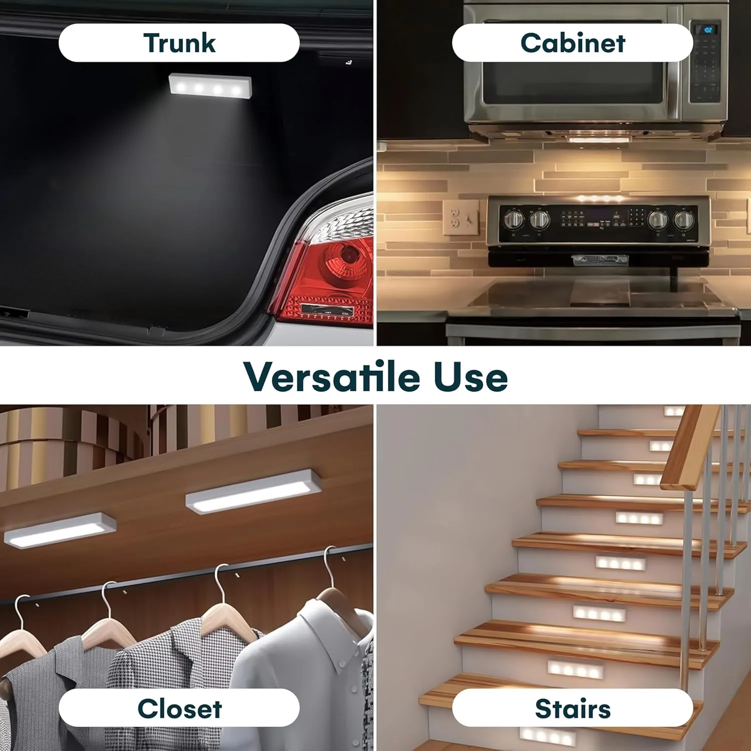 Brilliant Evolution 0.6" Ultra-Thin Wireless Under Cabinet Lights - 4 Pack, Battery-Operated LED Fixtures with 2 Remotes 3000K Warm White Stick-On Lighting, Timer Included for Kitchen and Counter