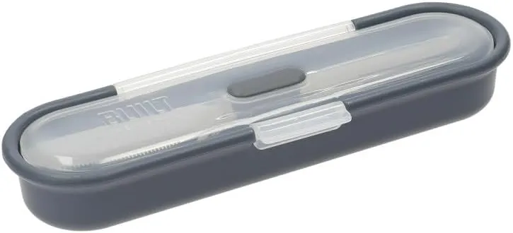 Built Travel Cutlery Set in Case, 18/8 Stainless Steel Spoon, Knife and Fork, 20 x 6 x 3cm, Silver