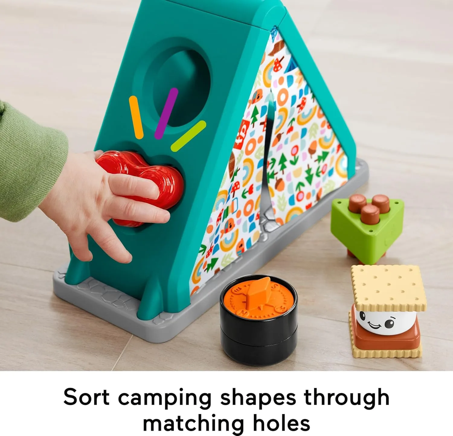 Bundle of Fisher-Price Shape Sorter S’More Shapes Camping Tent   Fisher-Price Laugh & Learn Baby Learning Toy, Camping Fun Lantern, Pretend Camping Gear with Lights & Music