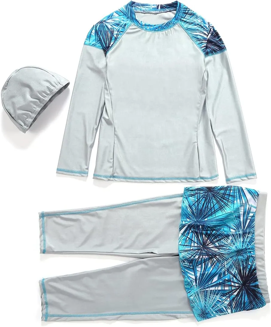 ​Burkini Swimsuits for Women Modest Swimwear Muslim Swimming Costume Long Sleeve Floral Top Pants Hijab Islamic ​Bathing Suit