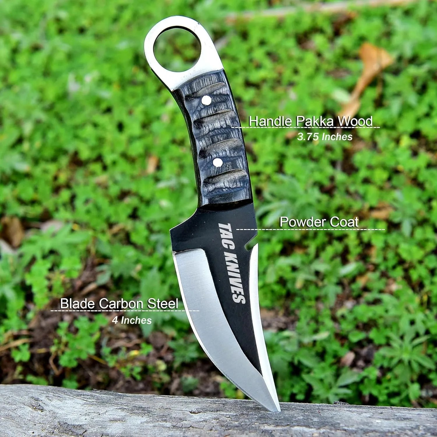Bushcraft Survival Knife 1095 Steel Fixed Blade outdoor - Pakka Wood Handle - Pancake Leather Sheath - Traditional Field for Camping Fishing, Hunting Men & Wome EDC Knife to Carry on Belt (BLACK)