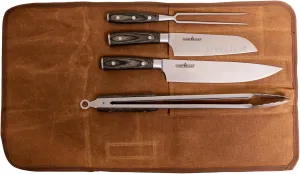 Camp Chef 4-Piece Carving Set - Includes Chef Knife, Santoku Knife, Grill Tongs & Carving Fork - Perfect for Indoor & Outdoor Cooking