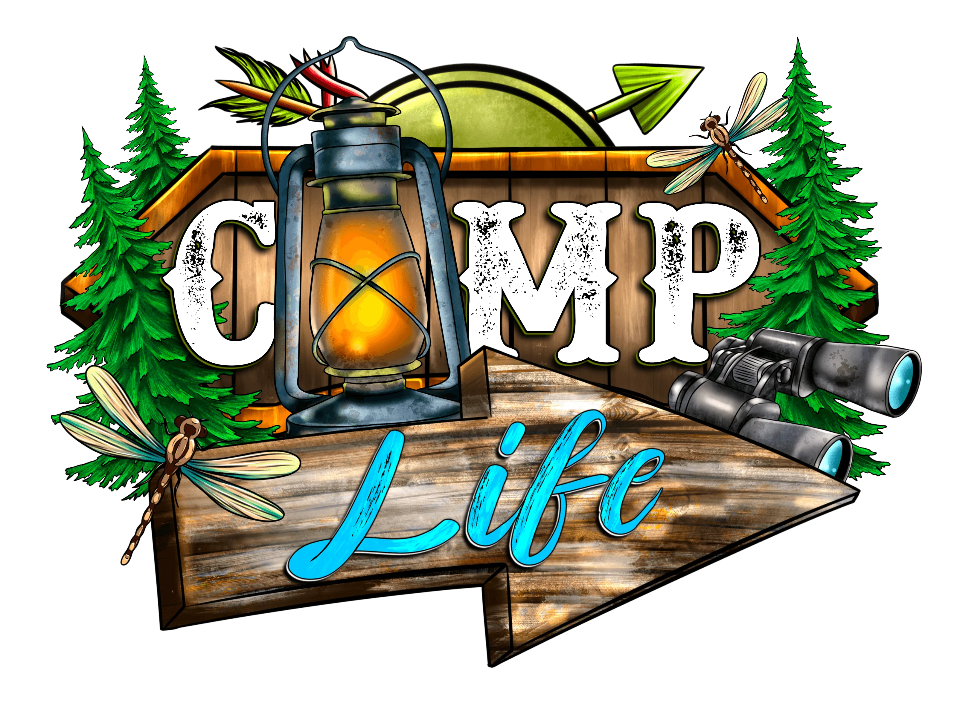 Camp Life Lantern Arrow DTF (direct-to-film) Transfer