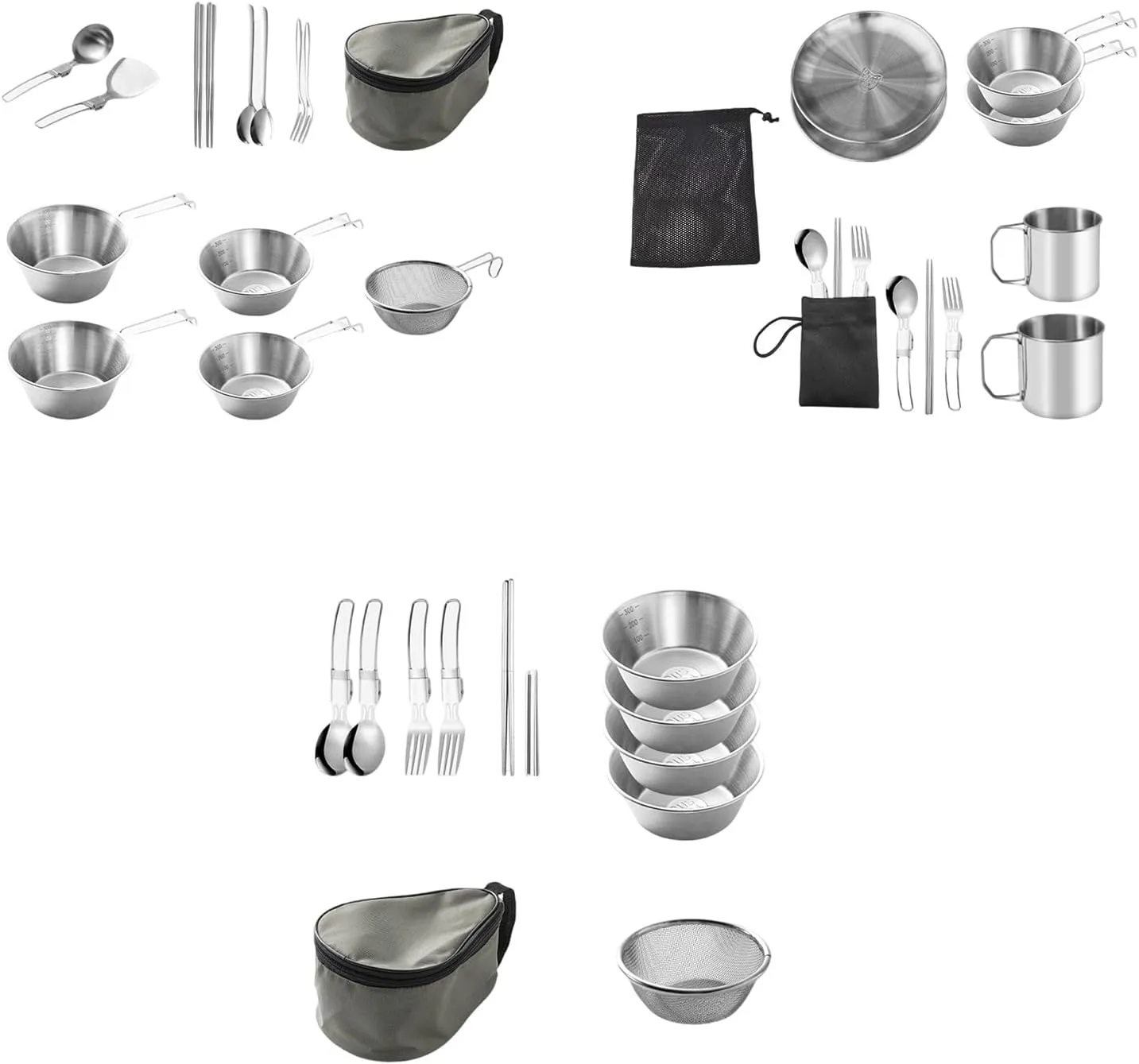 Camping Cutlery Set Outdoor Cooking Tableware Utensils With Spoon Fork And Bowls Stainless Steels Camp Dinnerware