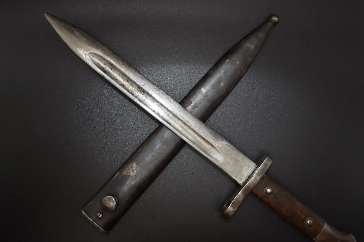 CAPTAIN NIKKIESAVAGE'S COLLECTIBLES Turkish M1 Garand Mauser Bayonet Conversion with Scabbard. Converted From WW1 Kaiser Germany Bayonets! Great For Camping, Collection, Reenactment Or Collection.