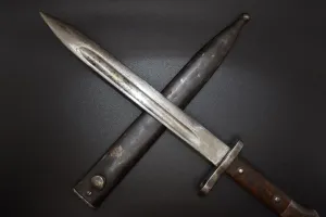 CAPTAIN NIKKIESAVAGE'S COLLECTIBLES Turkish M1 Garand Mauser Bayonet Conversion with Scabbard. Converted From WW1 Kaiser Germany Bayonets! Great For Camping, Collection, Reenactment Or Collection.