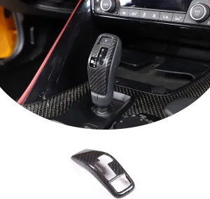 Car Control Gear Shifter Knob Head Protective molding Cover Trim Compatible with Toyota Supra GR A90 A91 MK5 2019-2024 Real Carbon Fiber Car Gear Shift Head Protective Front Cover (Black Carbon Fiber)