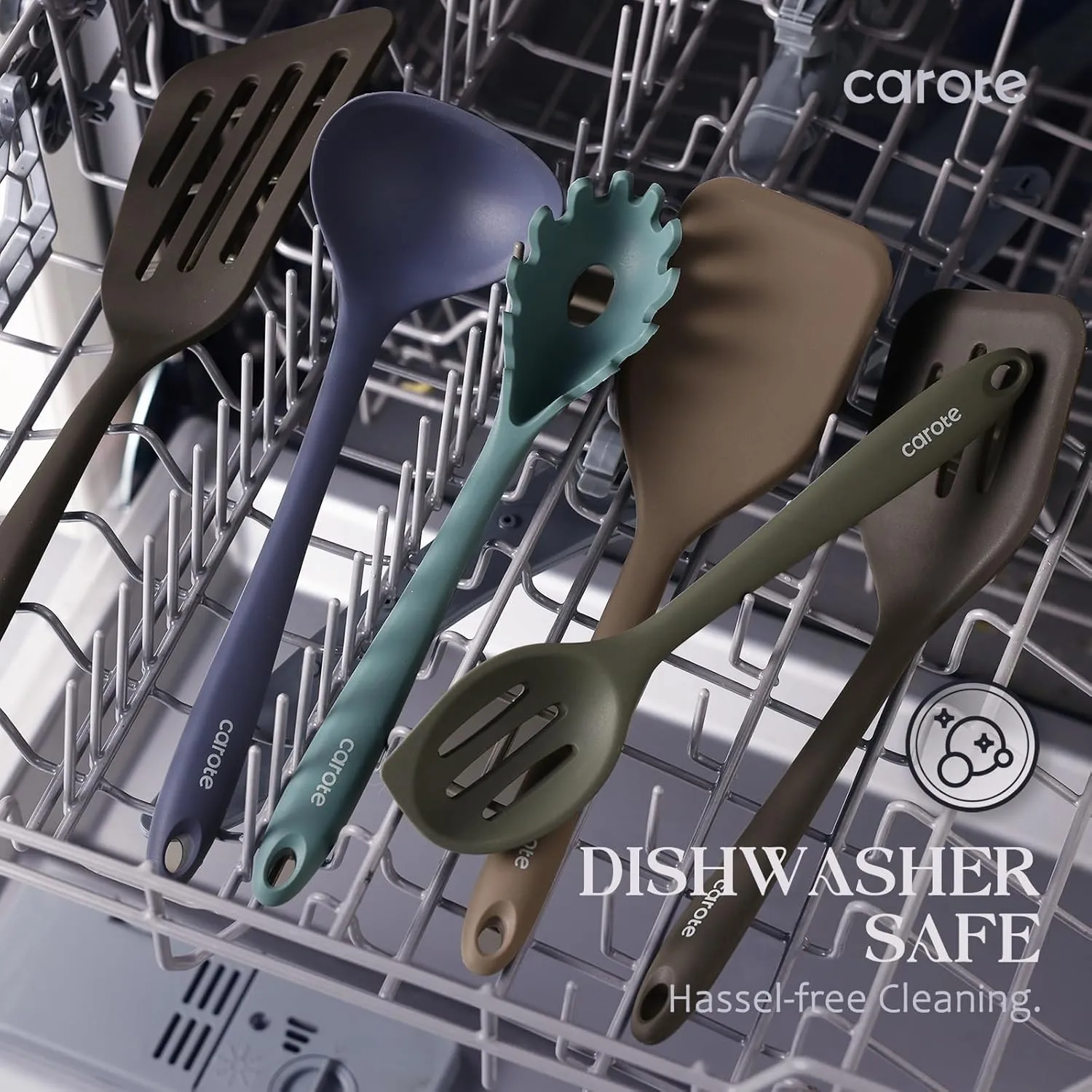 CAROTE Silicone Cooking Utensils Set, 26Pcs Kitchen Utensils Set for Non-Stick Cookware, Dishwasher Safe Kitchen Gadgets Tools, Heat Resistant Spatula Set