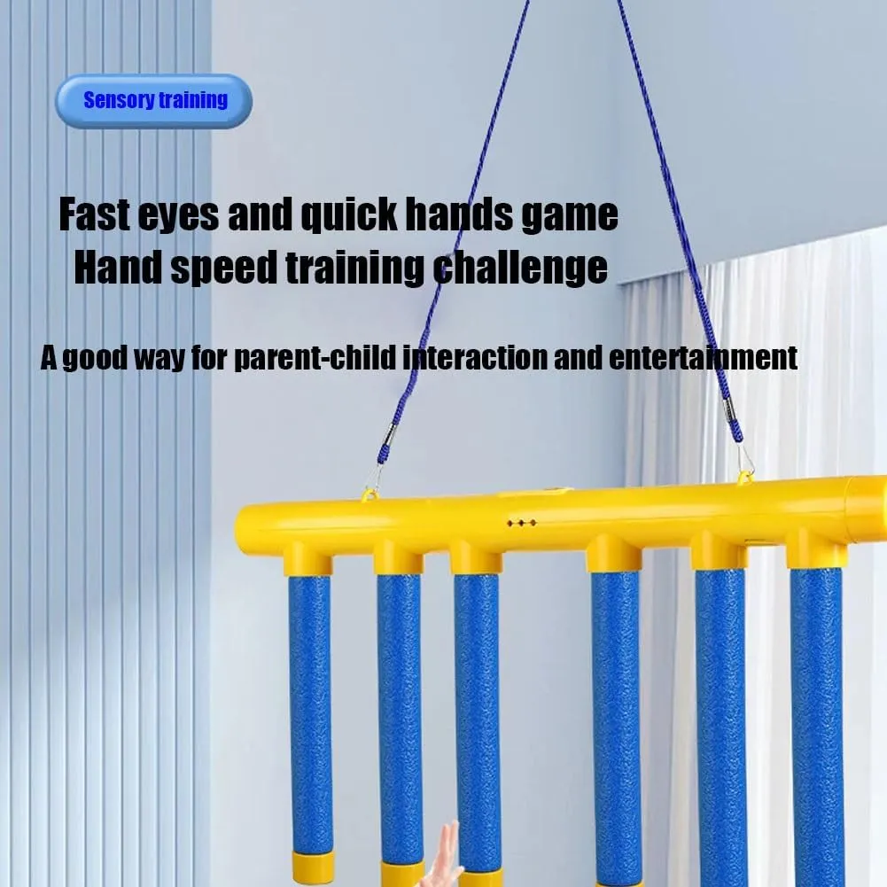 Catch The Stick Game, Upgrade Reflex Drop Sticks Challenge Game, Coordination Training Toy, Hand Eye Coordination Reaction Training Toy, Falling Catching for Kids Adults(Blue Glow,No Remote Control)