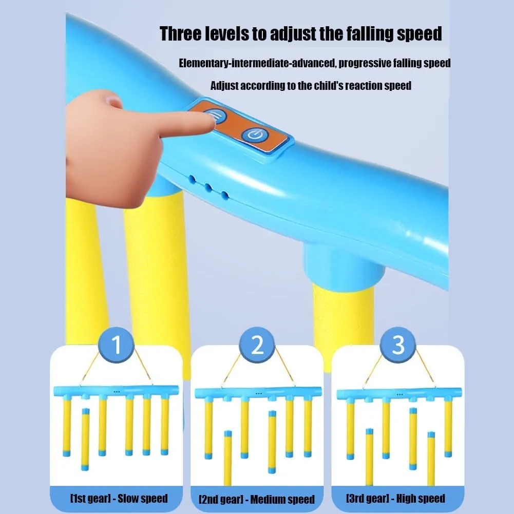 Catch The Stick Game, Upgrade Reflex Drop Sticks Challenge Game, Coordination Training Toy, Hand Eye Coordination Reaction Training Toy, Falling Catching for Kids Adults(Blue Glow,No Remote Control)