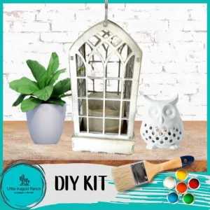 Cathedral Window Farmhouse Lantern, Rustic Farmhouse Lantern - Decor for Shelf
