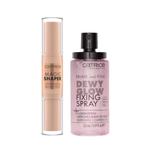 Catrice | Prime & Fine Illuminating Dewy Glow Spray & Magic Shaper Contour & Glow Stick 010 Bundle | Full Coverage Makeup | Vegan & Cruelty Free