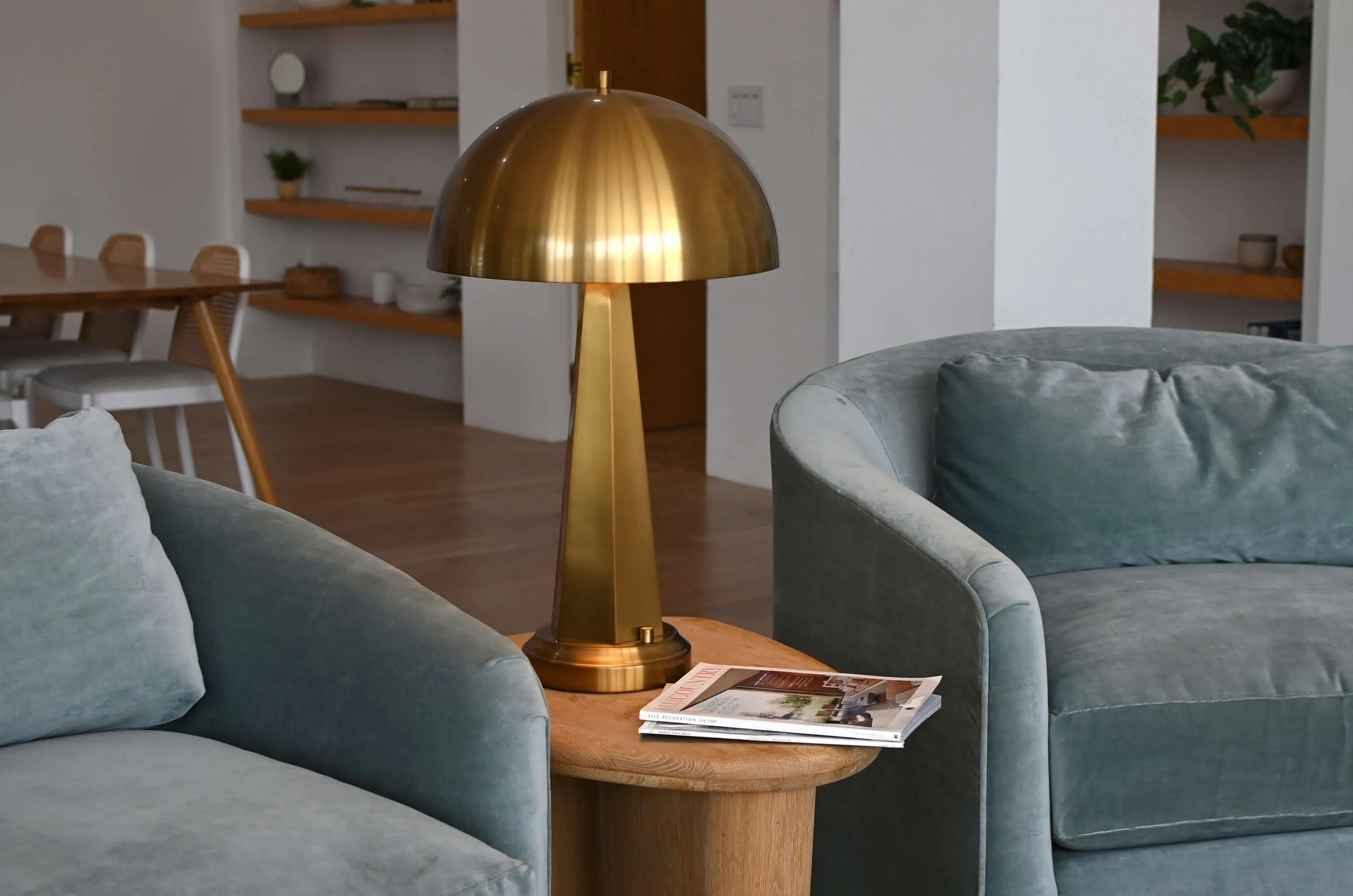 Chaplan Cordless Table Lamp - Antique Brass with Metal Dome Shade