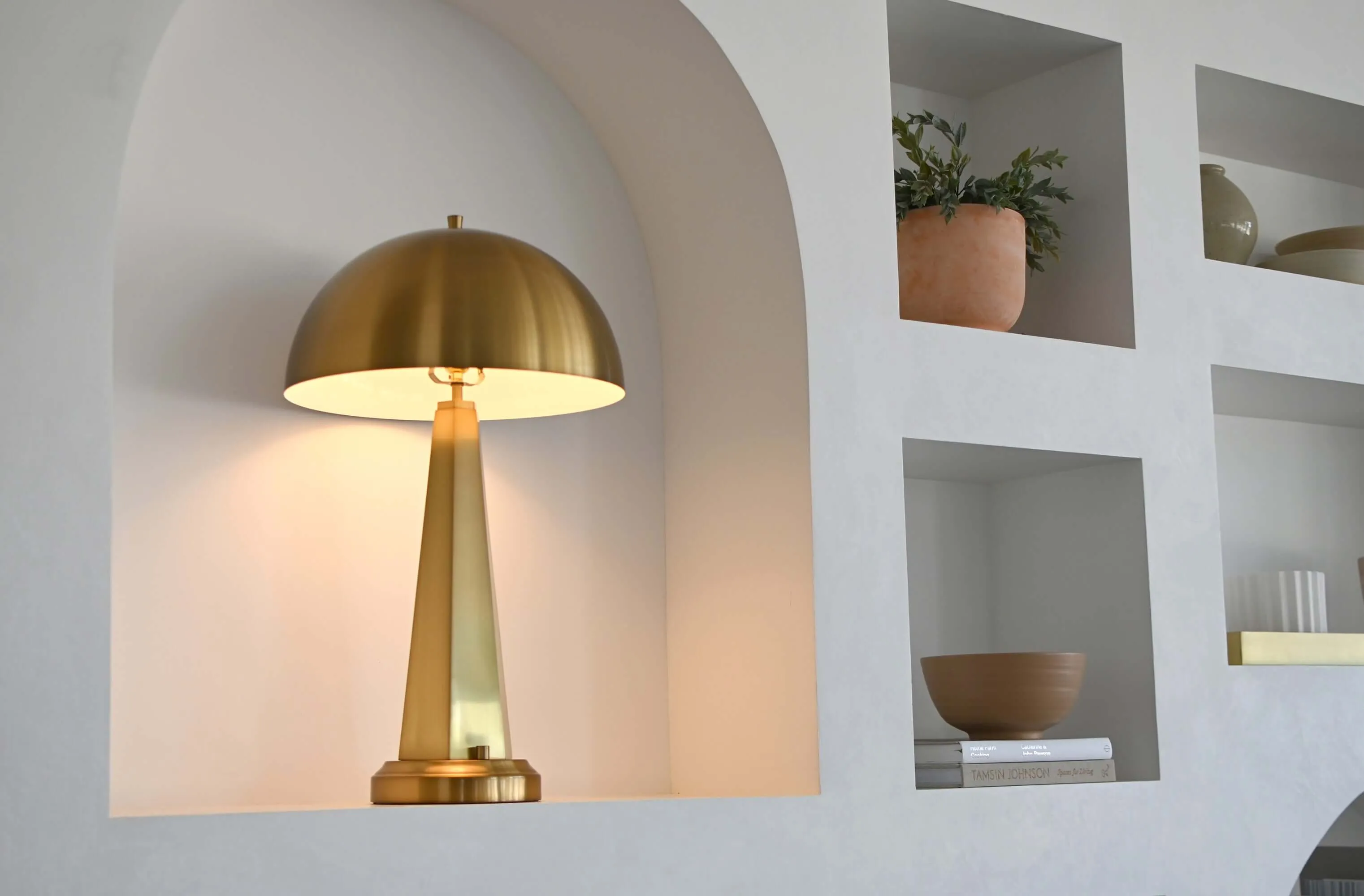 Chaplan Cordless Table Lamp - Antique Brass with Metal Dome Shade