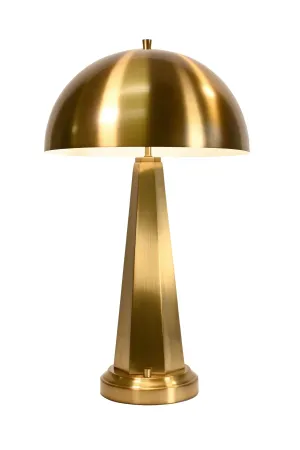Chaplan Cordless Table Lamp - Antique Brass with Metal Dome Shade