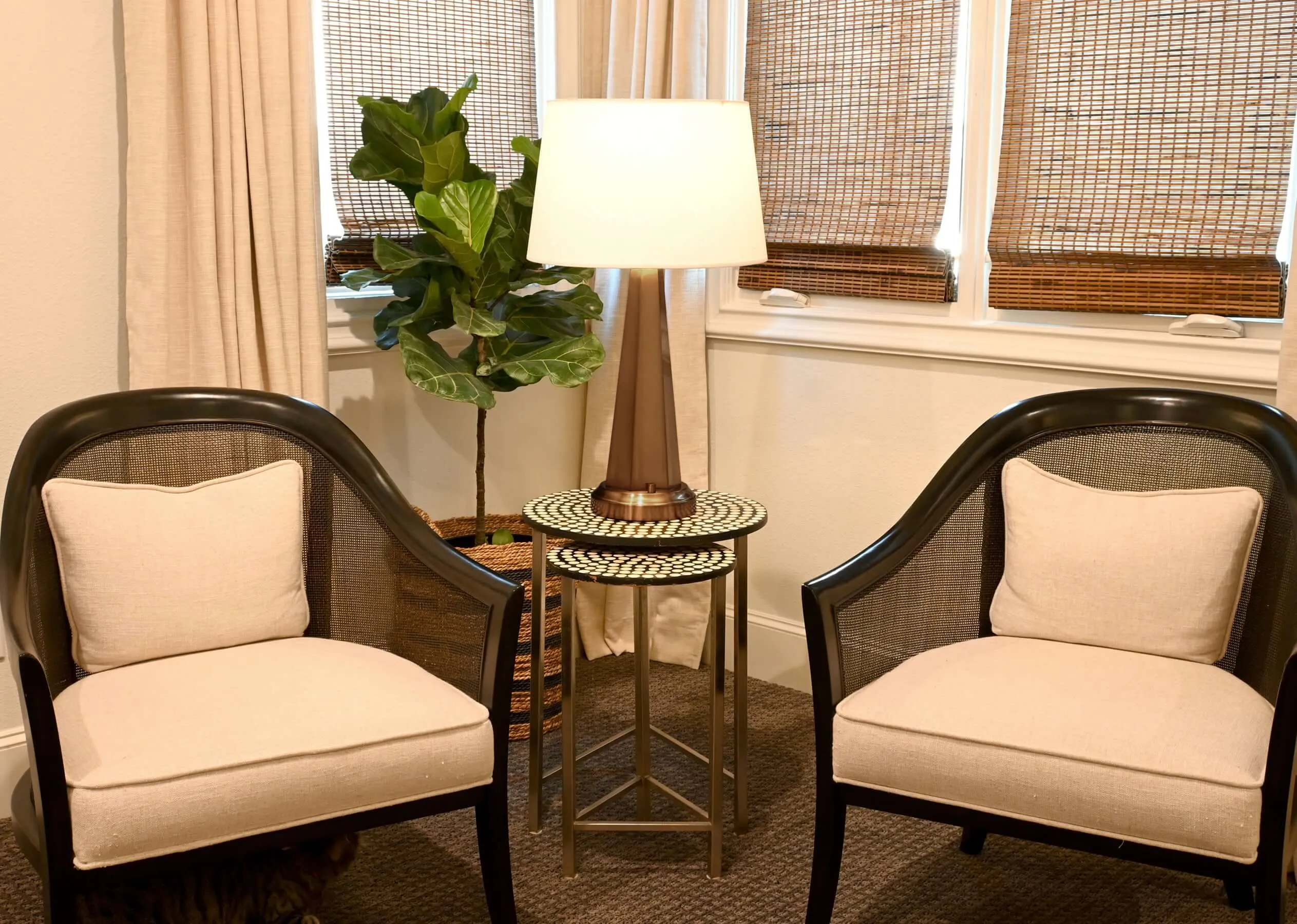 Chaplan Cordless Table Lamp - Dark Antique Brass with Linen Shade