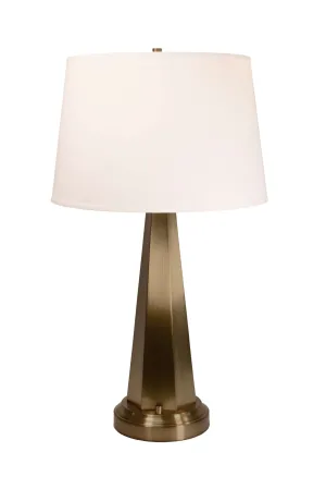 Chaplan Cordless Table Lamp - Dark Antique Brass with Linen Shade