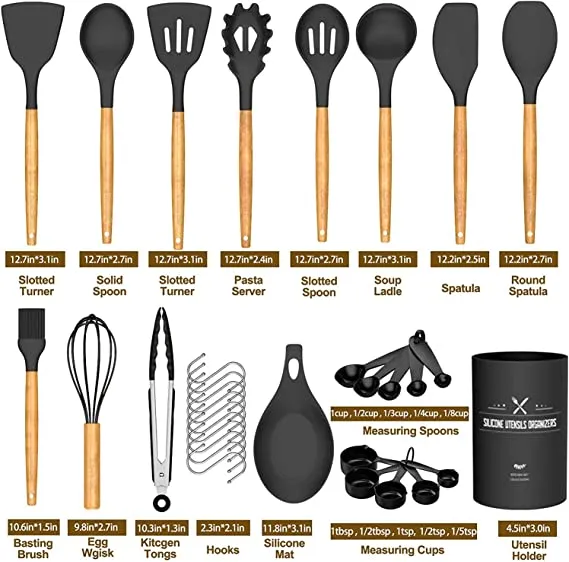 Chef Kitchen Cooking Utensils Set, Silicone Kitchen Gadgets Utensil Set