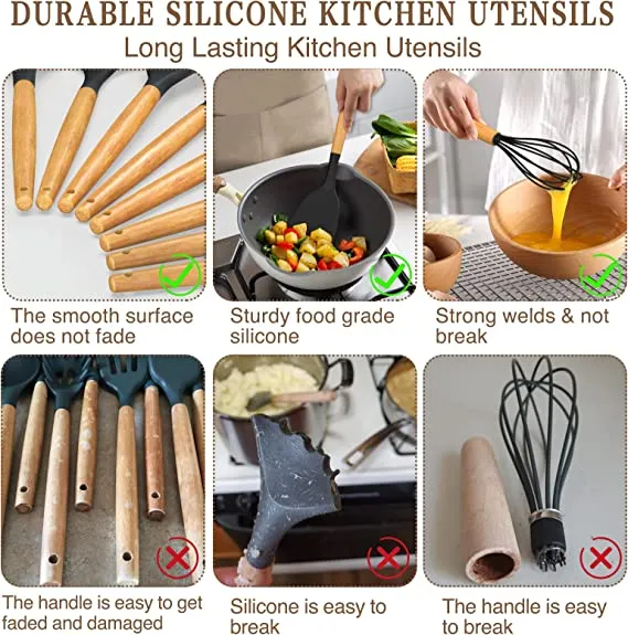 Chef Kitchen Cooking Utensils Set, Silicone Kitchen Gadgets Utensil Set