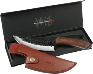 Chef Knife - Perfect Kitchen Knife with Premium Leather Sheath. Japanese Knife for Cooking, Chopping Knife for Home, Camping. Chef’s Knives Designed for Balance & Control, Damascus Quality