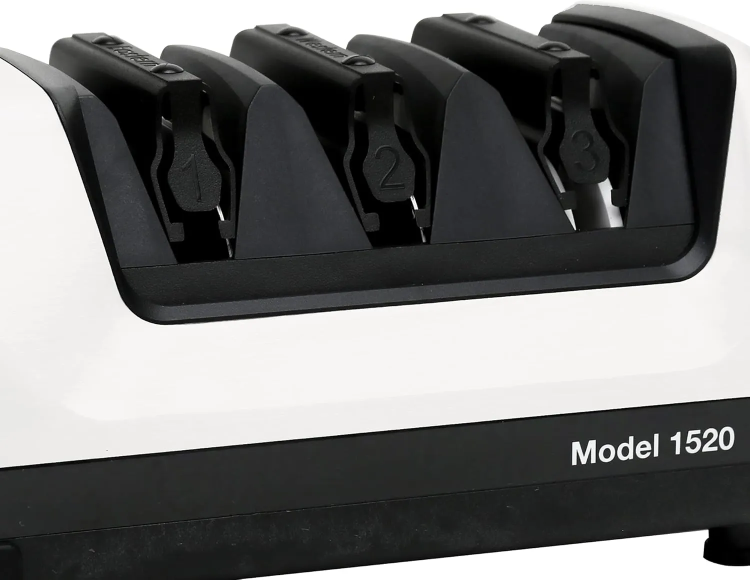 Chef’sChoice Professional Electric Knife Sharpeners for 15- and 20-Degree Straight-Edge and Serrated Knives with Diamond Abrasives & Precision Angle Control, 3-Stage, White