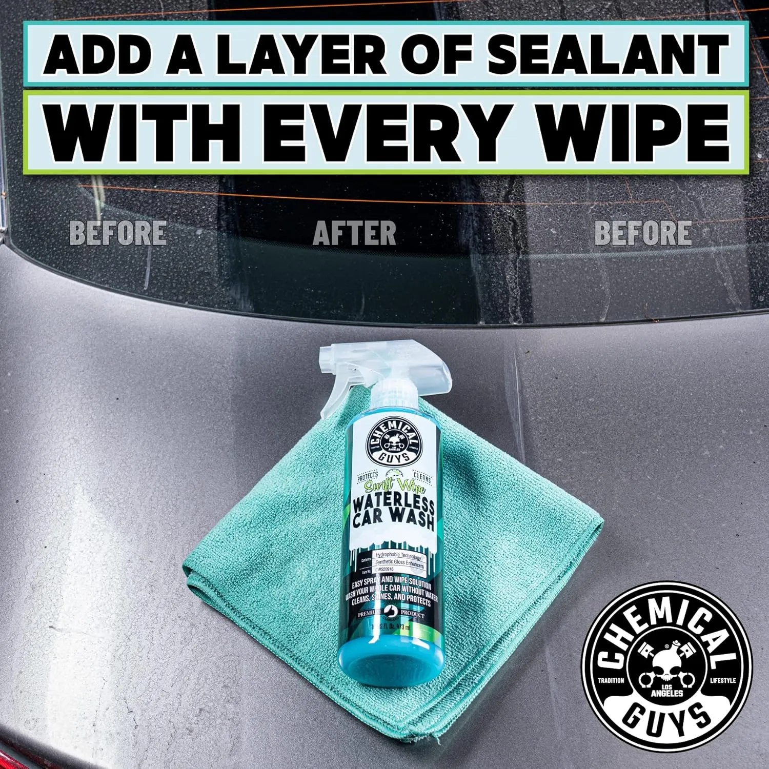 Chemical Guys Swift Wipe Waterless Car Wash, Safe for Cars, Trucks, Motorcycles, RVs & More, 60 fl oz