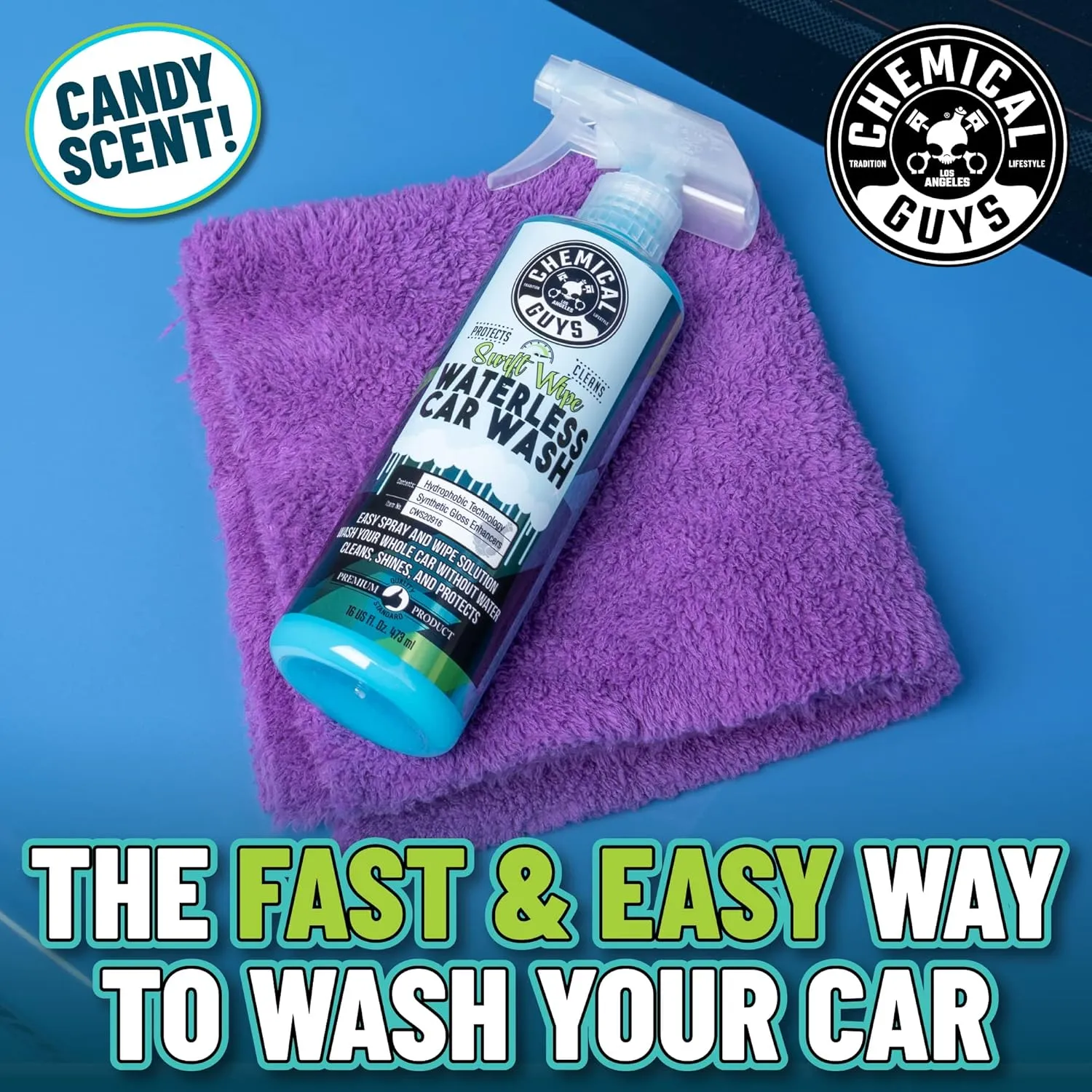 Chemical Guys Swift Wipe Waterless Car Wash, Safe for Cars, Trucks, Motorcycles, RVs & More, 60 fl oz