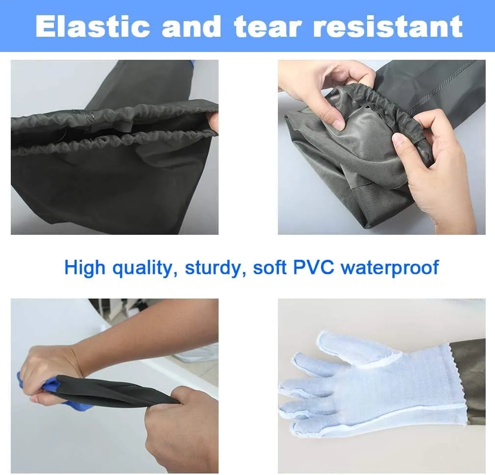 Chemical Resistant Long Rubber Gloves - Waterproof & Heavy Duty for Chemical Acid Work