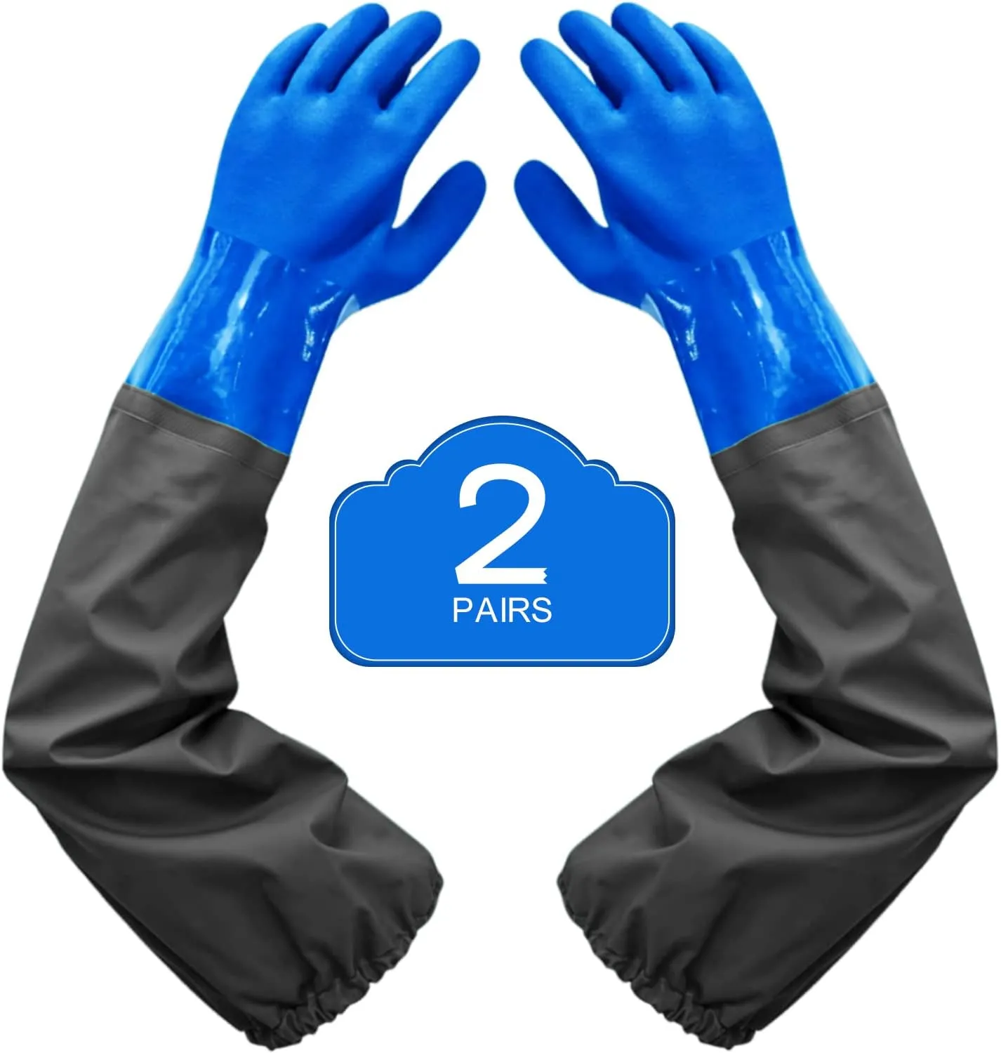 Chemical Resistant Long Rubber Gloves - Waterproof & Heavy Duty for Chemical Acid Work