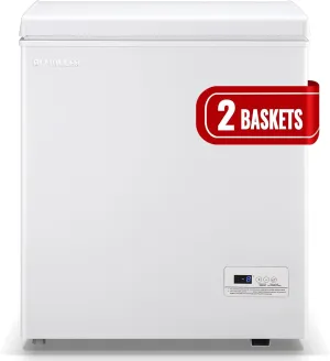 Chest Freezer with Electronic Control 41℉ to -15 ℉Deep Freezer 4.0Cubic Feet Freestanding Small Freezers with 2Removable Stainless Steel Basket Mini Freezer Top Open Door Compact Freezer