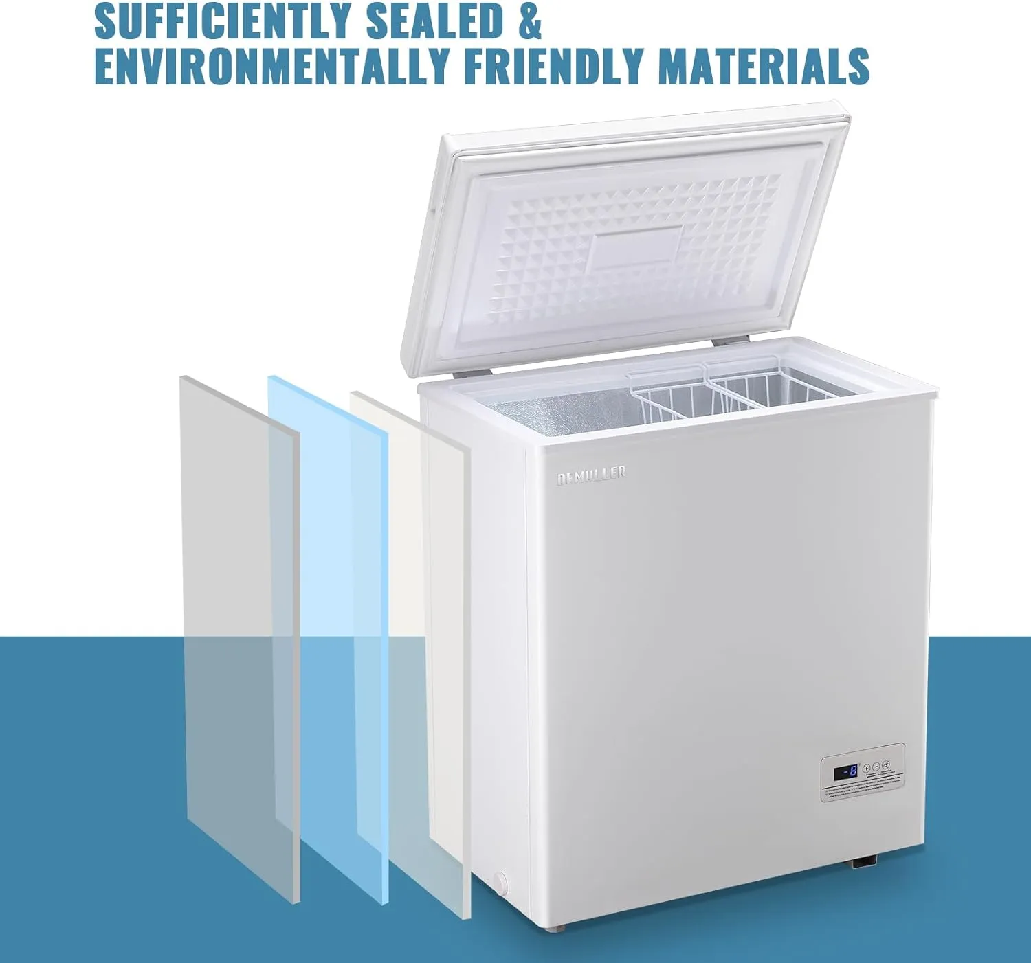 Chest Freezer with Electronic Control 41℉ to -15 ℉Deep Freezer 4.0Cubic Feet Freestanding Small Freezers with 2Removable Stainless Steel Basket Mini Freezer Top Open Door Compact Freezer