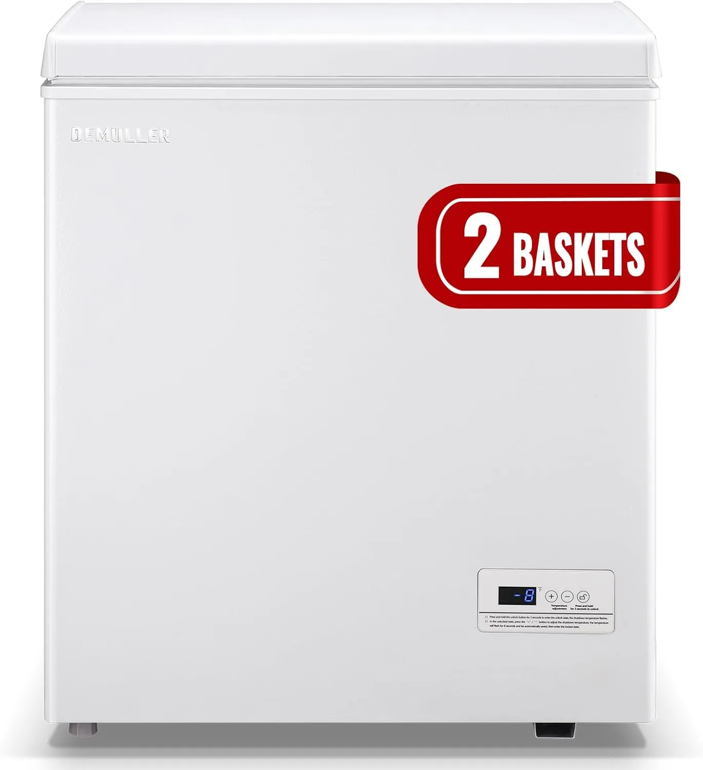 Chest Freezer with Electronic Control 41℉ to -15 ℉Deep Freezer 4.0Cubic Feet Freestanding Small Freezers with 2Removable Stainless Steel Basket Mini Freezer Top Open Door Compact Freezer