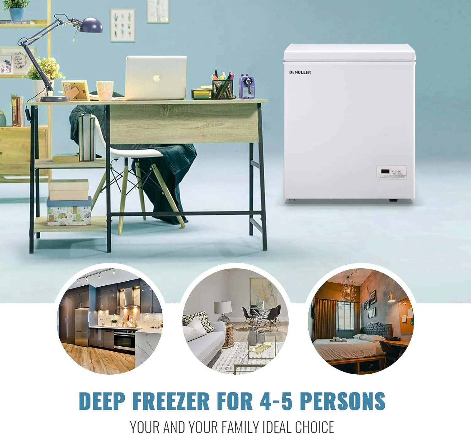 Chest Freezer with Electronic Control 41℉ to -15 ℉Deep Freezer 4.0Cubic Feet Freestanding Small Freezers with 2Removable Stainless Steel Basket Mini Freezer Top Open Door Compact Freezer