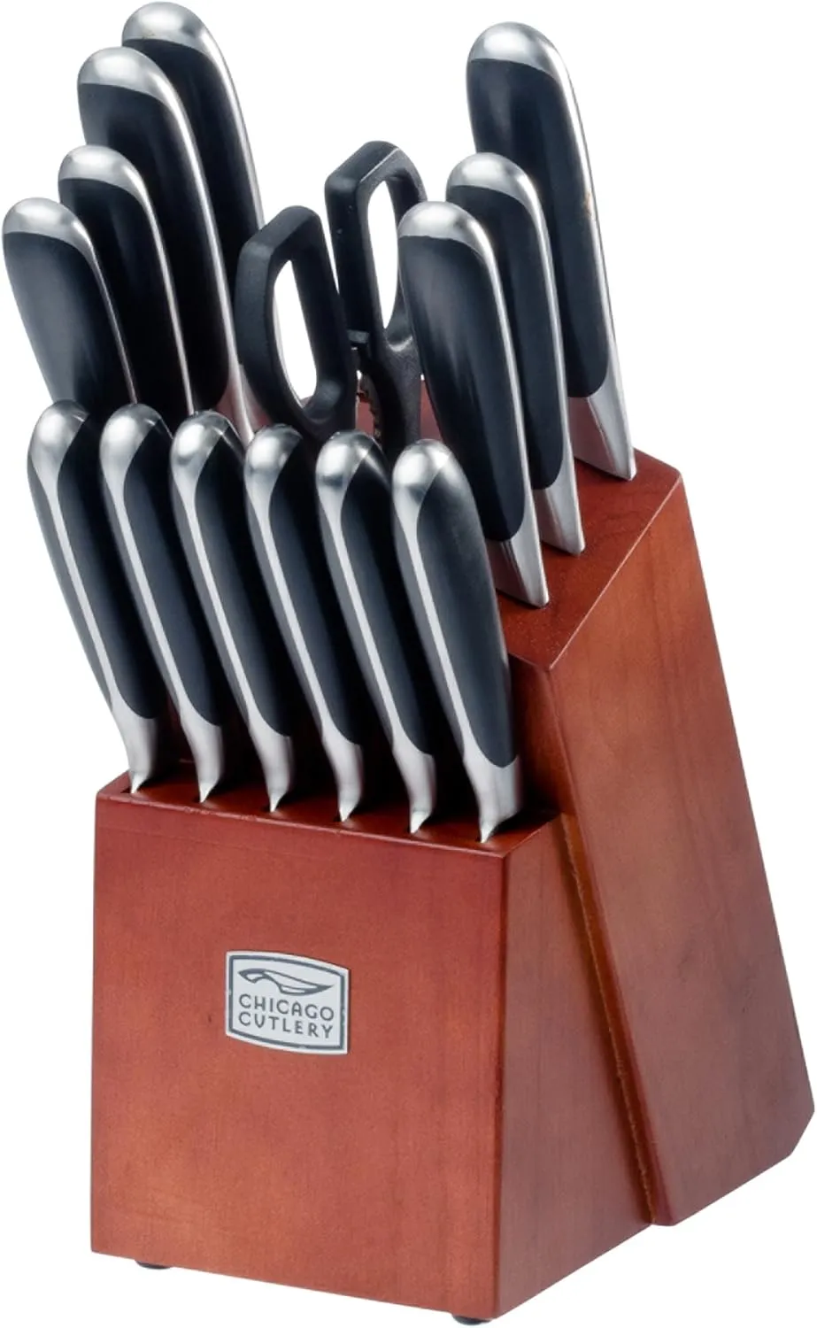 Chicago Cutlery Belden 15 Piece Premium Kitchen Knife Set with Cherry-Stain Block, Stainless Steel Blades to Resist Rust, Stains, and Pitting, Knives Set for Kitchen