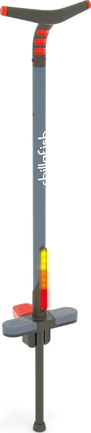 Chillafish Poogi Glow Light-Up Pogo Stick with Centralized Extra Foot Pedal to Balance on One Foot and Versatile Soft-Touch Handgrip for One or Two Hands, Ages 9 and up, Papaya