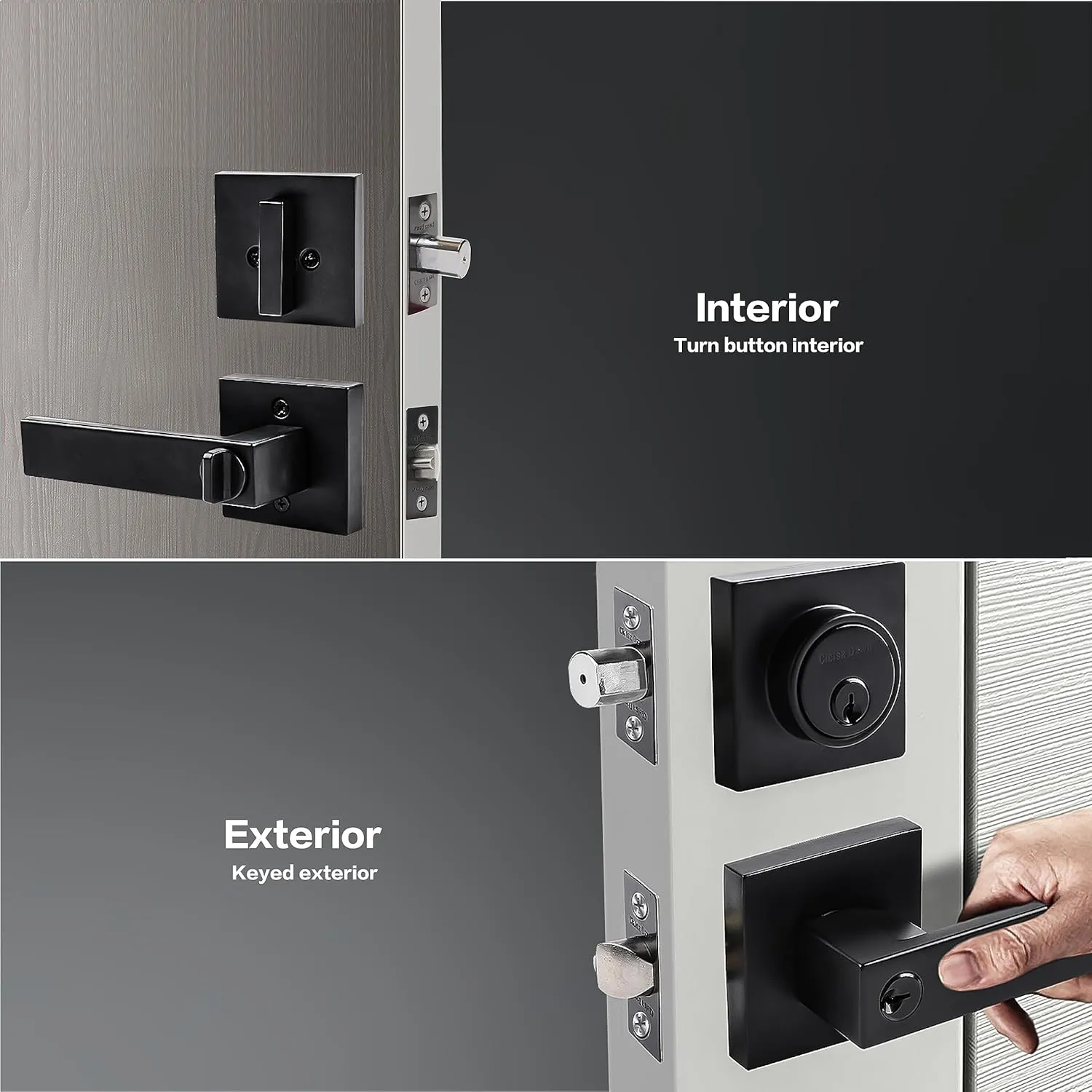 Cielsa Dawn Front Door Lock Set Exterior Door Lock Set,Door Handle with Single Cylinder Deadbolt Lock,Keyed Alike Door Locks for Front Door(Matte Black,1Pack Set)