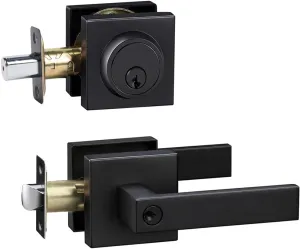Cielsa Dawn Front Door Lock Set Exterior Door Lock Set,Door Handle with Single Cylinder Deadbolt Lock,Keyed Alike Door Locks for Front Door(Matte Black,1Pack Set)