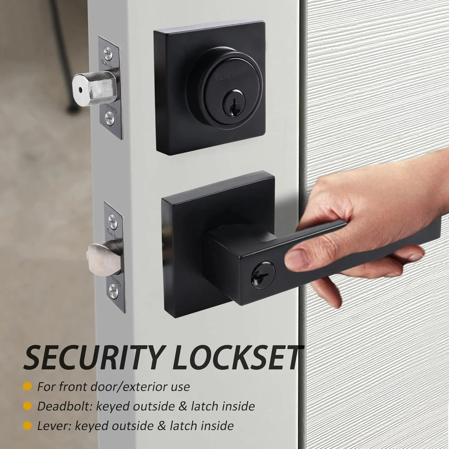 Cielsa Dawn Front Door Lock Set Exterior Door Lock Set,Door Handle with Single Cylinder Deadbolt Lock,Keyed Alike Door Locks for Front Door(Matte Black,1Pack Set)