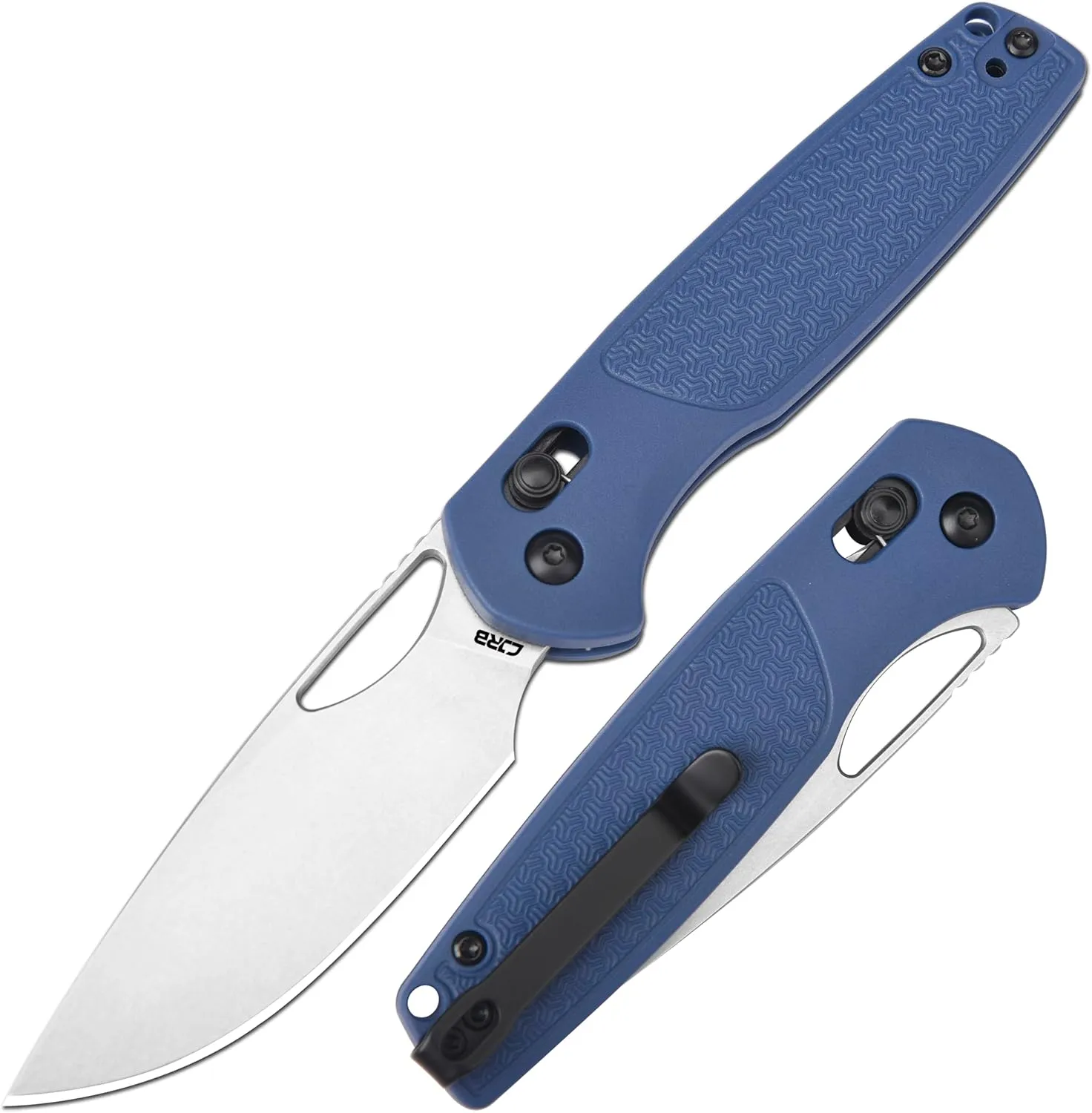 CJRB Acacia Folding Knife, 3.21'' AR-RPM9 Steel Blade Pocket Knife with Clip for Men Women, Sharp Crossbar Lock EDC Knife for Camping Survival Hiking J1952 Blue Stonewash