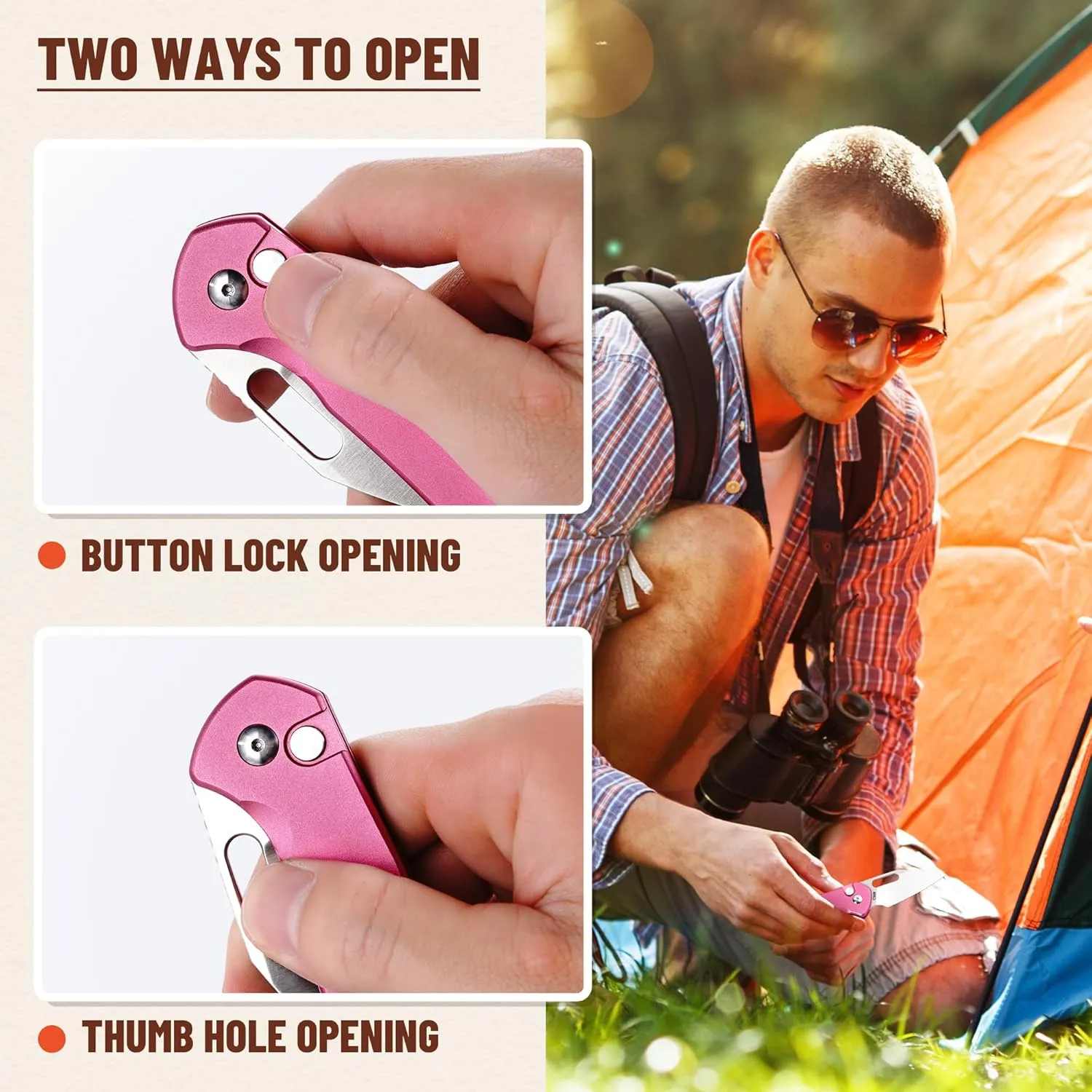 CJRB CUTLERY Mini Pyrite(J1933) Folding Pocket Knife,2.17" AR-RPM9 Steel Blade and Pink Handle Small EDC Knife with Pocket Clip for Work Outdoor Hiking Camping