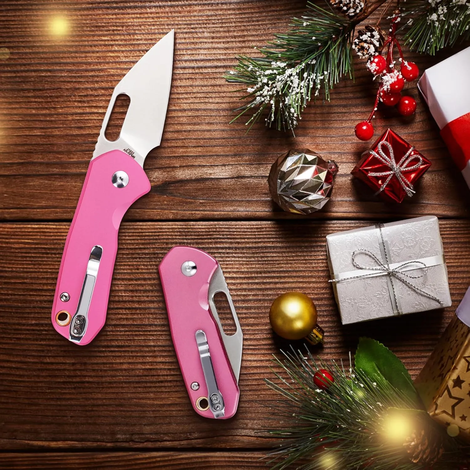 CJRB CUTLERY Mini Pyrite(J1933) Folding Pocket Knife,2.17" AR-RPM9 Steel Blade and Pink Handle Small EDC Knife with Pocket Clip for Work Outdoor Hiking Camping