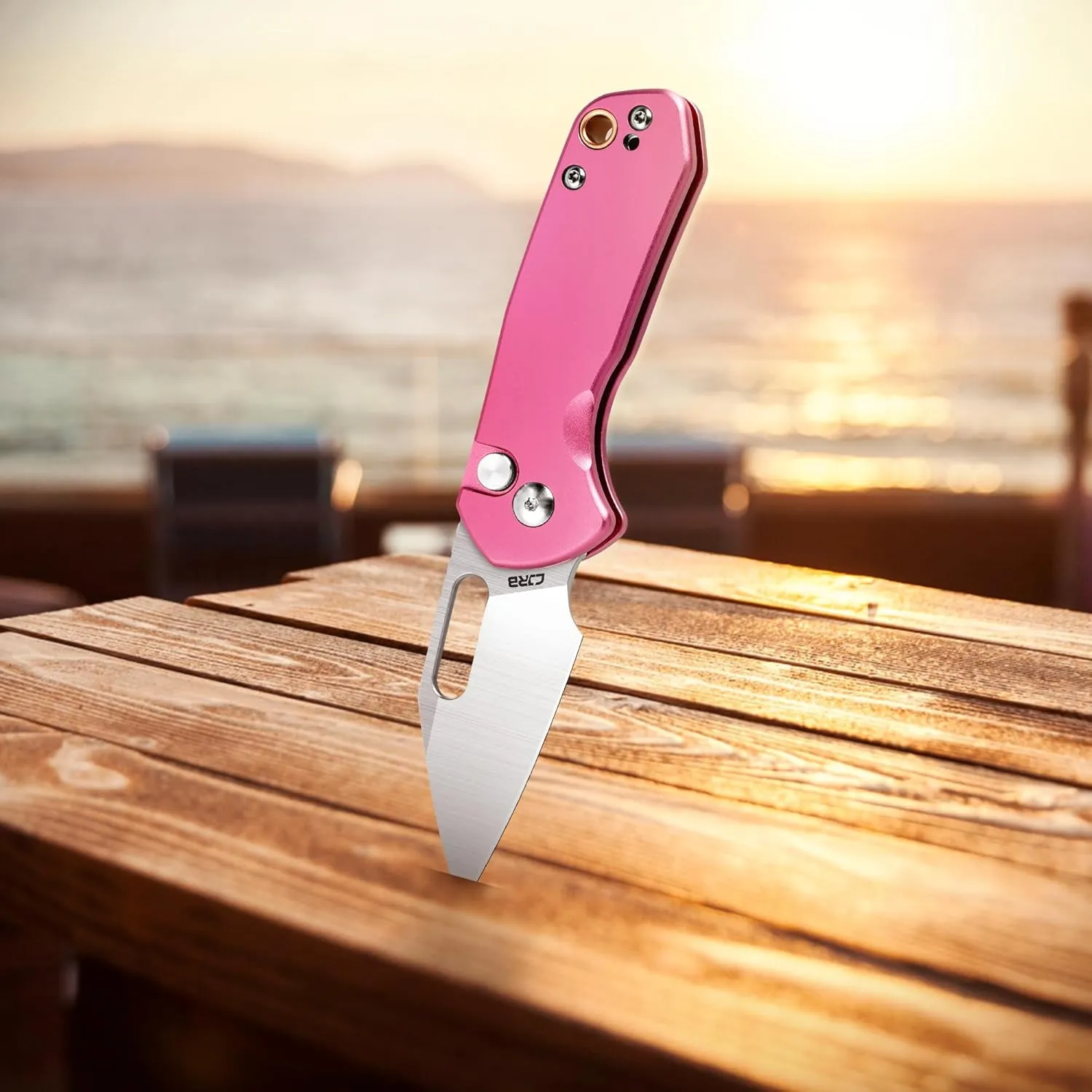 CJRB CUTLERY Mini Pyrite(J1933) Folding Pocket Knife,2.17" AR-RPM9 Steel Blade and Pink Handle Small EDC Knife with Pocket Clip for Work Outdoor Hiking Camping