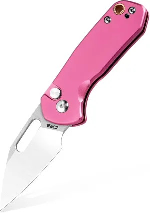 CJRB CUTLERY Mini Pyrite(J1933) Folding Pocket Knife,2.17" AR-RPM9 Steel Blade and Pink Handle Small EDC Knife with Pocket Clip for Work Outdoor Hiking Camping