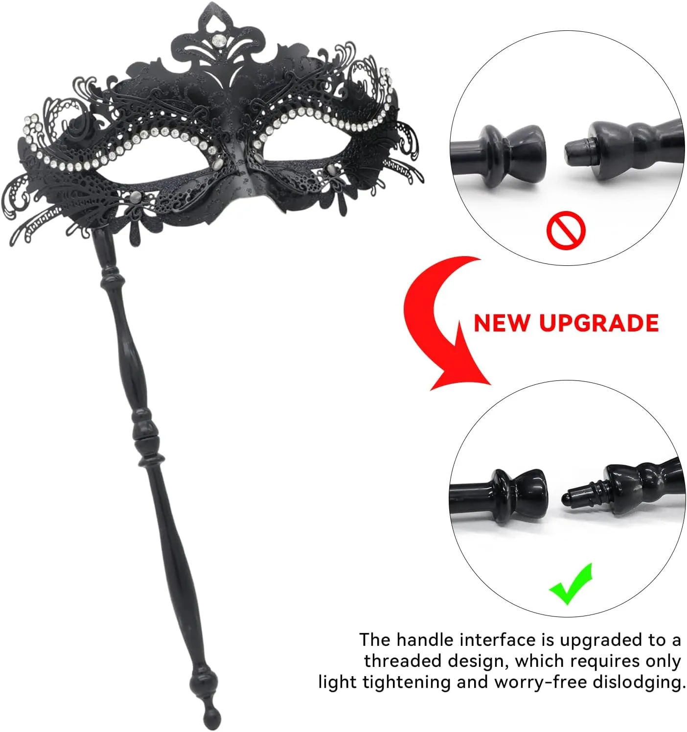 Coddsmz Masquerade Mask with Stick Venetian Mask Mardi Gras Decorations for Womens Halloween Costume Mask